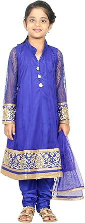 Ashwini Girls Netted Embroidery Blue Color Salwar Suit | Kids Ethnic & Traditional Salwar Suit Blue