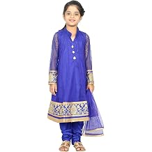 Ashwini Girls Netted Embroidery Blue Color Salwar Suit | Kids Ethnic & Traditional Salwar Suit Blue