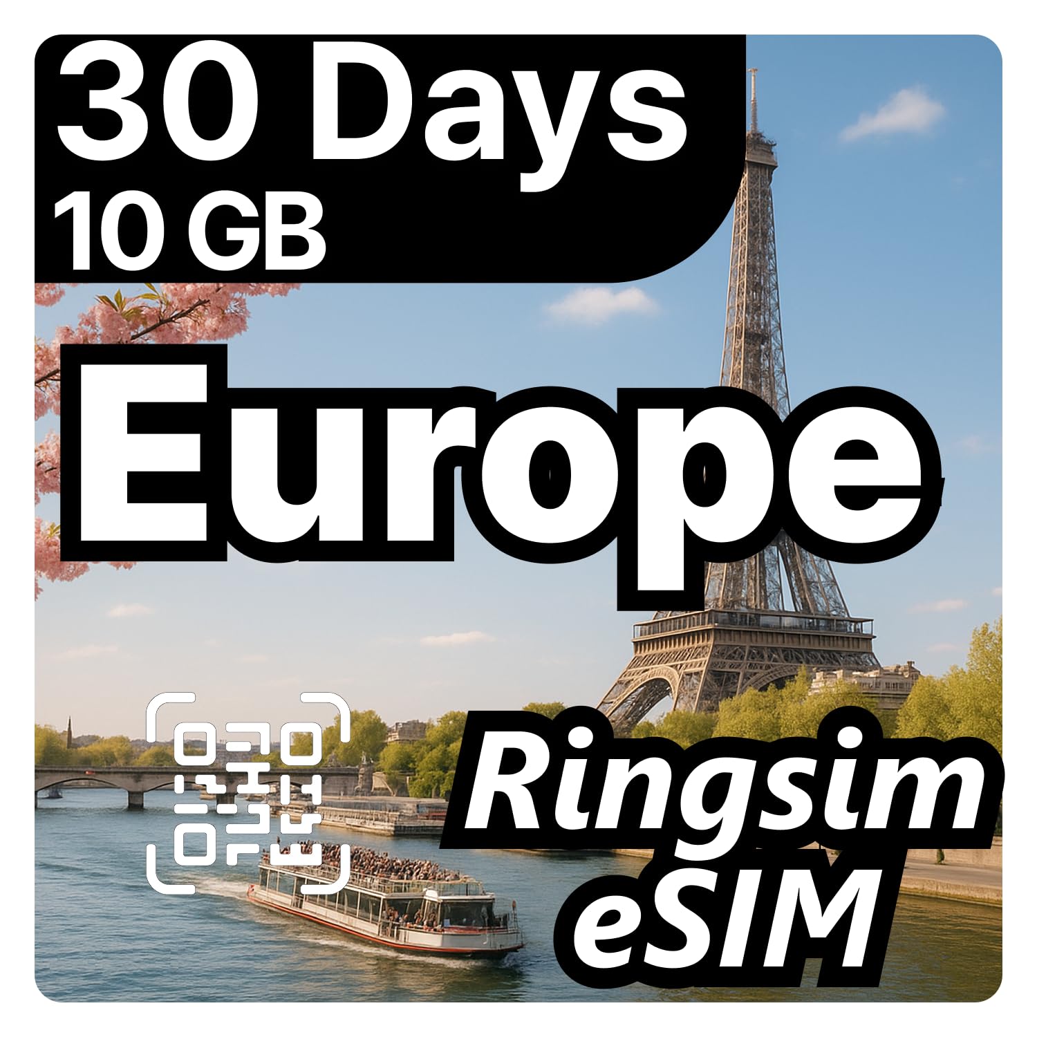 [eSIM] Europe eSIM | 30DAYS 10GB | UK, France, Italy, Spain, Germany | 5G, 4G/LTE, Tethering, Hotspot | eSIM with Instant Activation in 10 Minutes | Travel eSIM by Ringsim