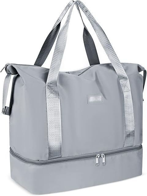 Travel Duffel Bag, CS COSDDI 36L Weekend Bag with Trolley Sleeve, Dry & Wet Seperated Sports Gym Bag Waterproof Shopping Bag Carry On Bag for Women Men Sports Gym Weekender Tote Bag Hospital Bag