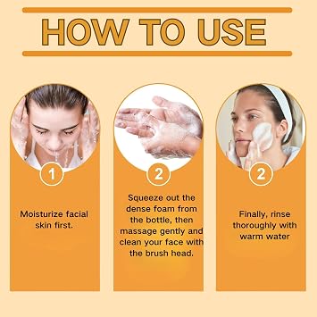 Turmeric Face Wash, Gentle Foaming Face Cleanser with Glow Cleanser Brush, Brightening Face Cleanser, Deep Cleansing Pore, Control Oil, Reduce Blemish, Hydrating