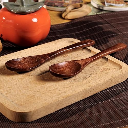 Miniatura 8 de 6 cucharas de madera natural de nanmu de 6 pulgadas y 5.9 in, cucharas de madera, cucharas de sopa, cucharas de servir, cucharadita de madera para