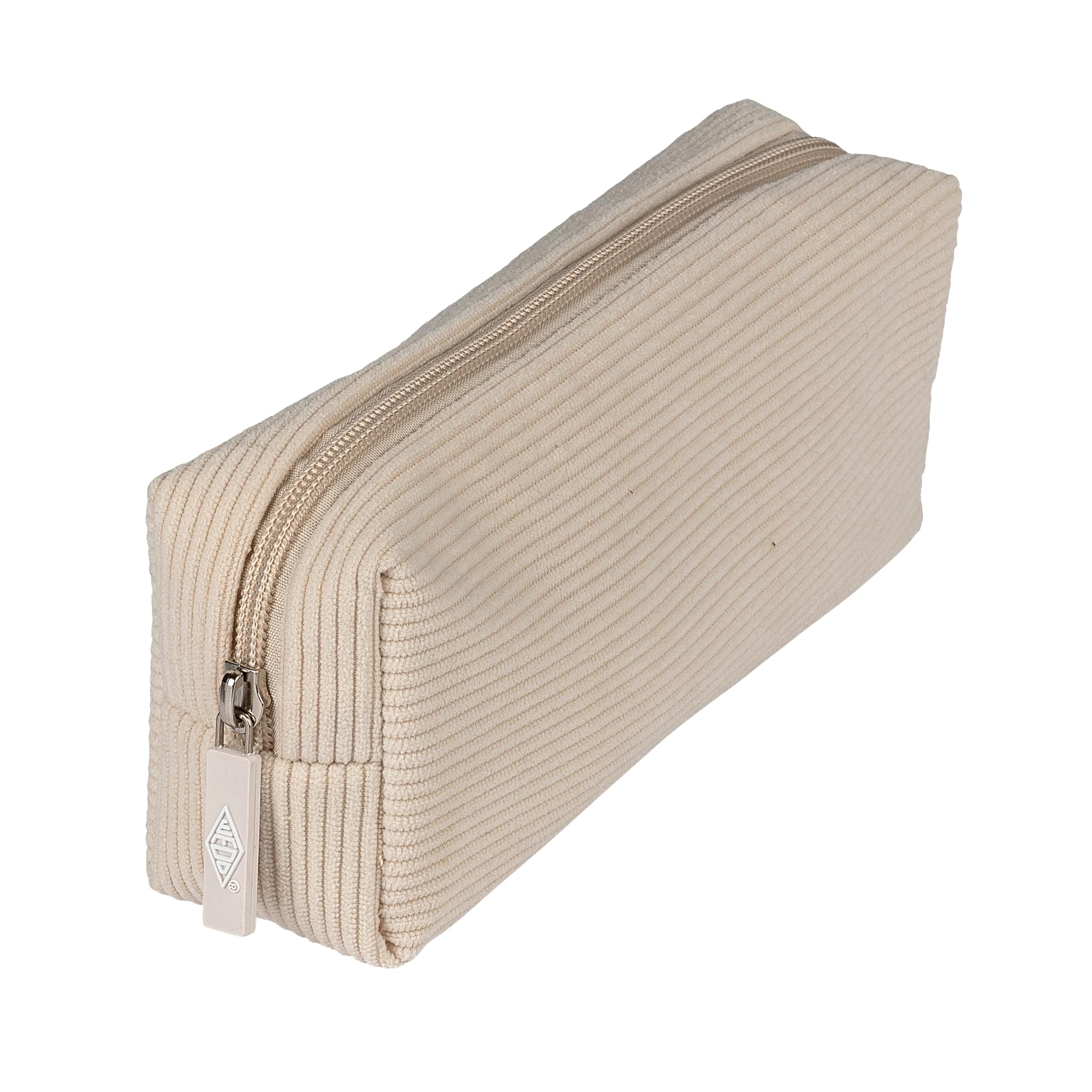 WEDO Trousse à Crayons en Coton Aspect Velours côtelé pour stylos et Fournitures d'écriture, Beige