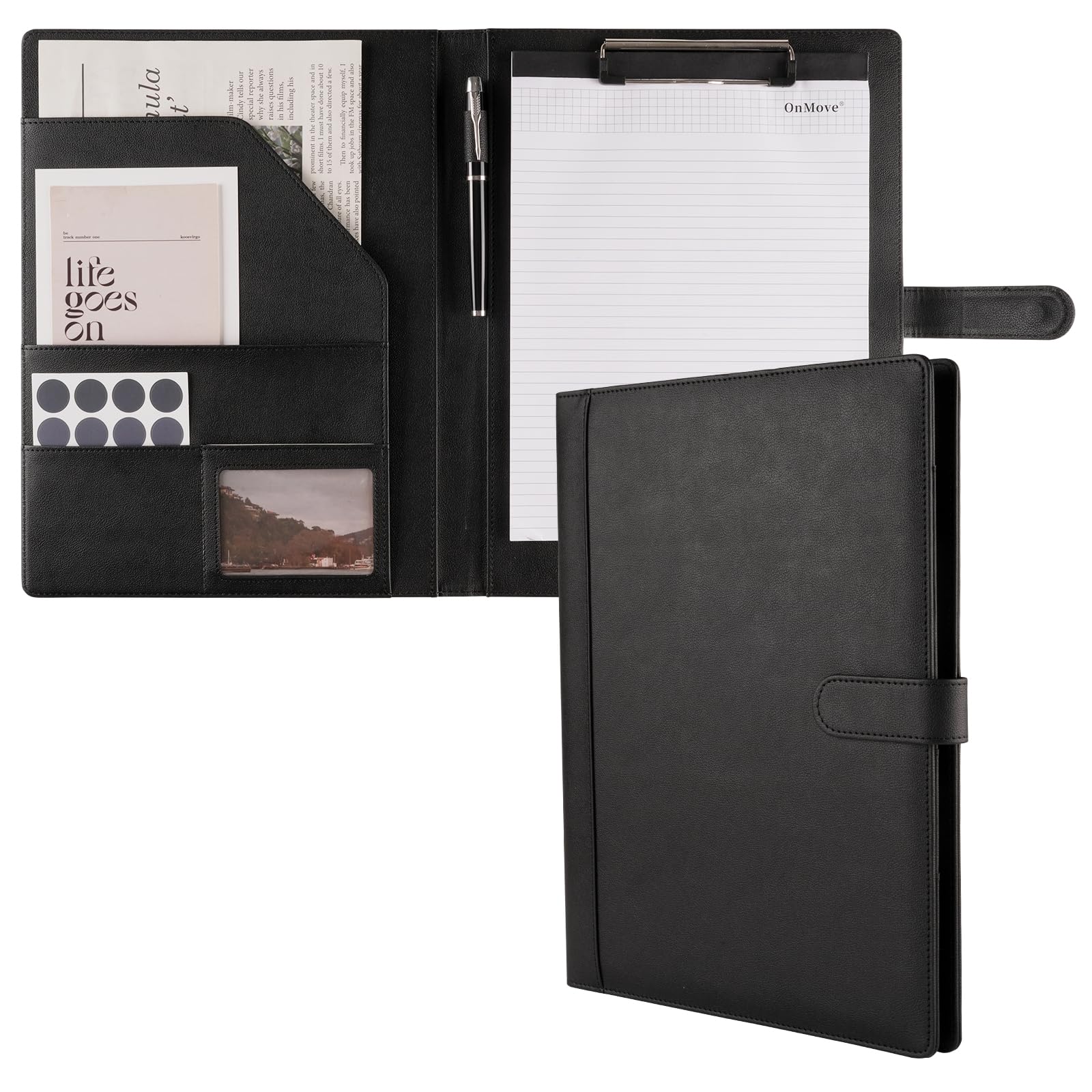 OnMove Professional Padfolio Binder with Clipboard Ideal Organizer for Business Perfect Size 9.6 in x 12.8 in Durable Portfolio for Professionals