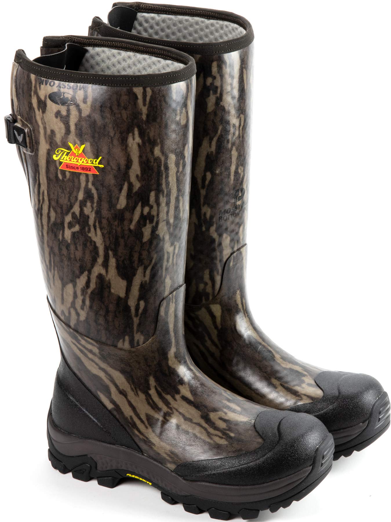 Thorogood Infinity FD 17” Waterproof Rubber Hunting Boots for Men Mossy  Oak Bottomland Camo Neoprene with Moisture-Wicking Lining and Self-Cleaning