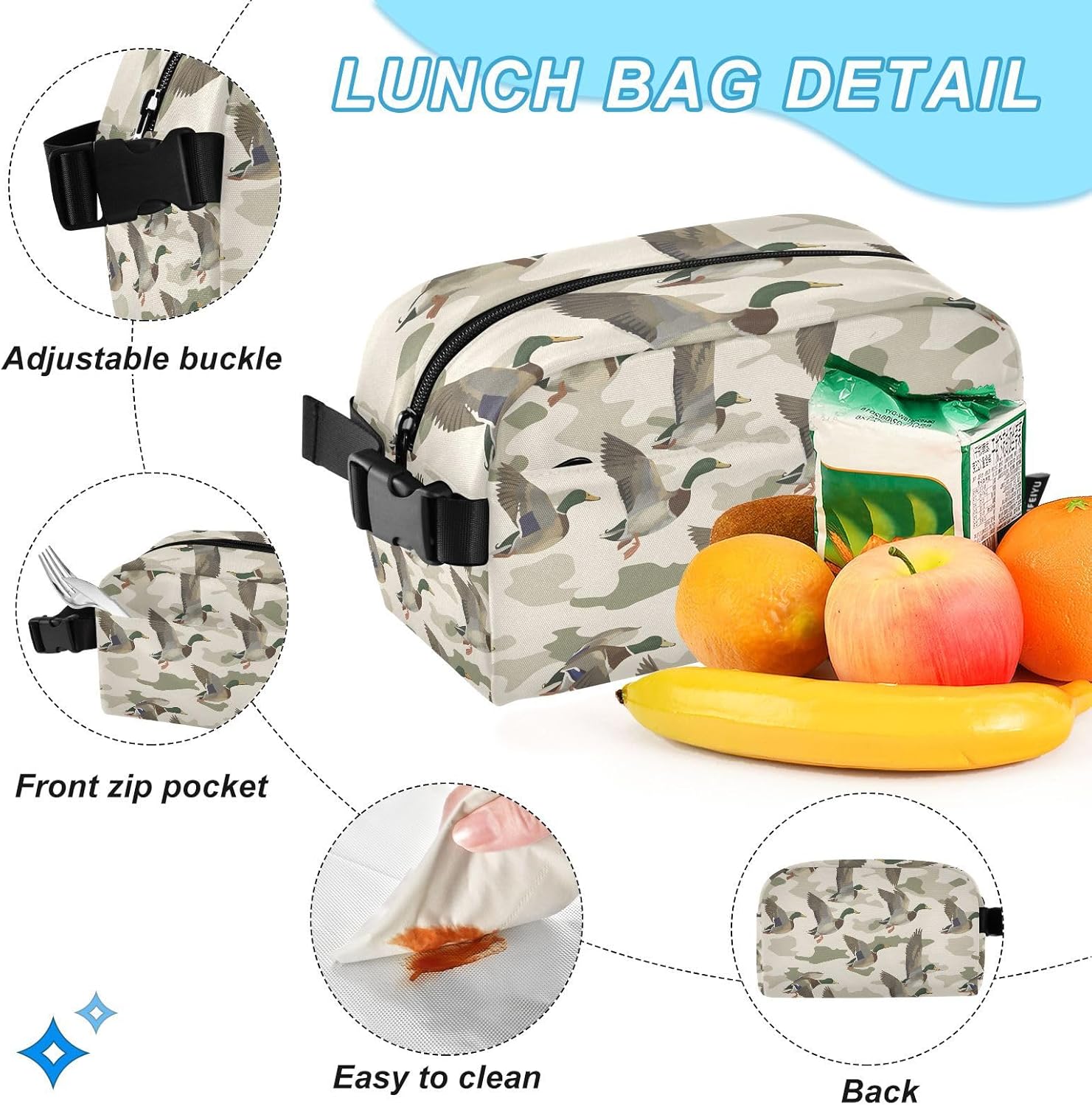 ALAZA Wild Duck Camouflage Backpack and Lunch Bag Set for Girls Boys Kids School Bag Bookbags Elementary Back Pack Casual Daypack