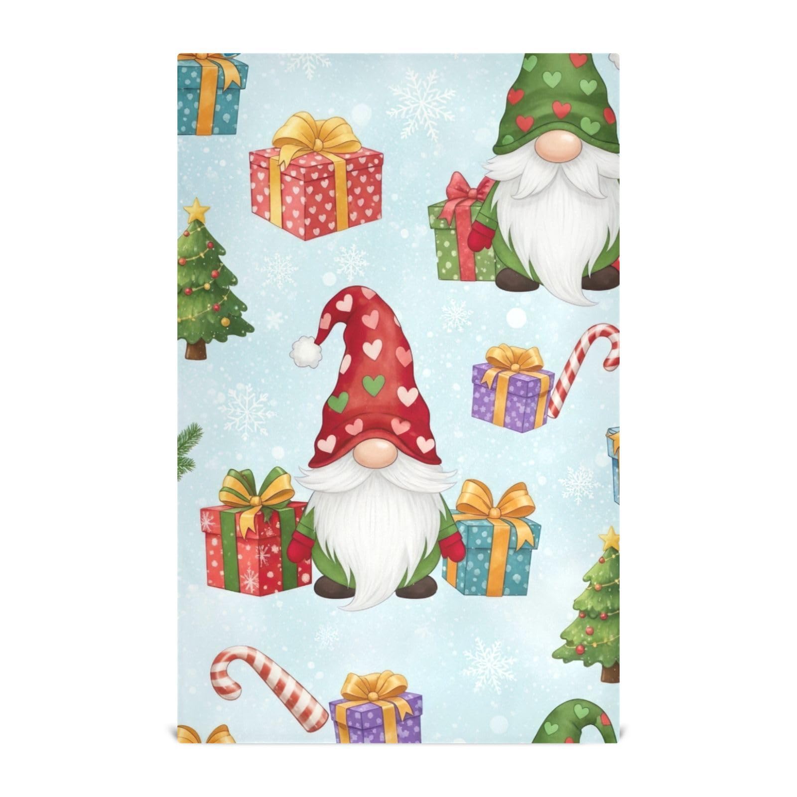Serviettes de cuisine nains de Noël bleu clair en grand format absorbant 71x45 cm