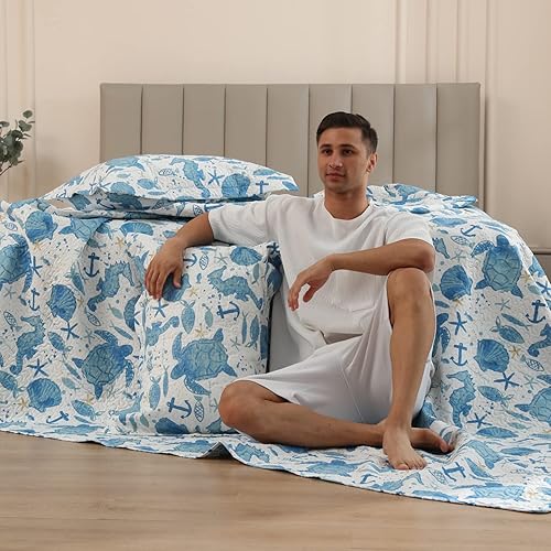 Miniatura 9 de Juego de edredón para niños, tamaño matrimonialqueen, 3 piezas, diseño de animales del bosque, reversible, juego de edredón ligero para niños con