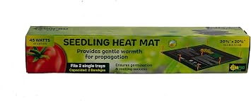SUNPACK SunPad Lite 45W Seedling Heating Mat, Black, 20.75in x 20.75in - Made for Propagating Seedlings and Cuttings, Ideal for Greenhouses and Indoor Gardening