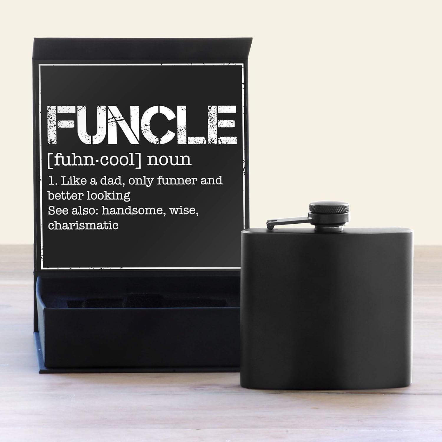 Gift Box for Uncle with Funny Funcle Card for Birthday, Holidays & More (Flask)