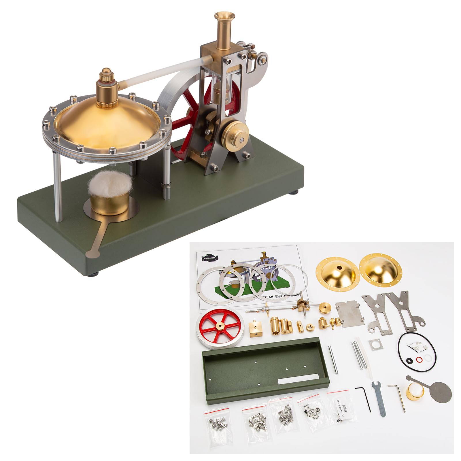 MasterBrickPlay Steam Engine Model kit for Adults, DIY Assembly Steam Engine Kit Retro Vertical Steam Engine Model with Spherical Boiler Support and Additional Load
