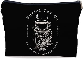 ACOTAR Gift Suriel Tea Co Decor Cosmetic Bag,A Court Of Thorns And Roses Bookish Decorative Women's Makeup Bag Zipper Pouch Travel Toiletry,Gifts For Book Lovers Readers Women Girls