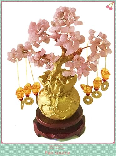 Miniatura 2 de Feng Shui Citrino Árbol del dinero y árbol de citrino, árbol de cristal de grifoárbol de cristal de la fortuna del dragón chinoárbol de regalo (rosa)