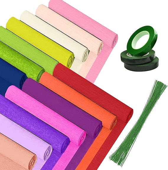 Crepe Paper Roll 14 Rolls Wide Crepe Paper Streamers 10 Inch x 8 Feet Artificial