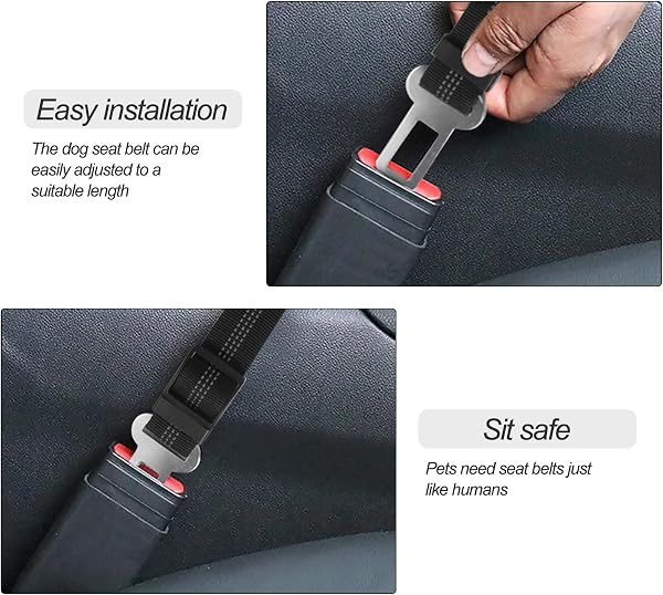 Redamancy Ceinture Chien Voiture, 1 Pièces Harnais, Ceinture Securite avec Absorption des Chocs et Mousqueton pour Tout Type de Voiture pour Tous Les Chiens et Chats - 4
