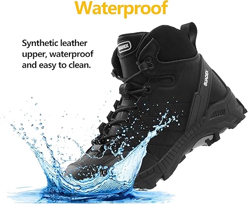 Miniatura 4 de SUADEX Botas de punta de acero para hombres y mujeres, impermeables, resistentes al agua, construcción industrial, botas de trabajo militar, botas