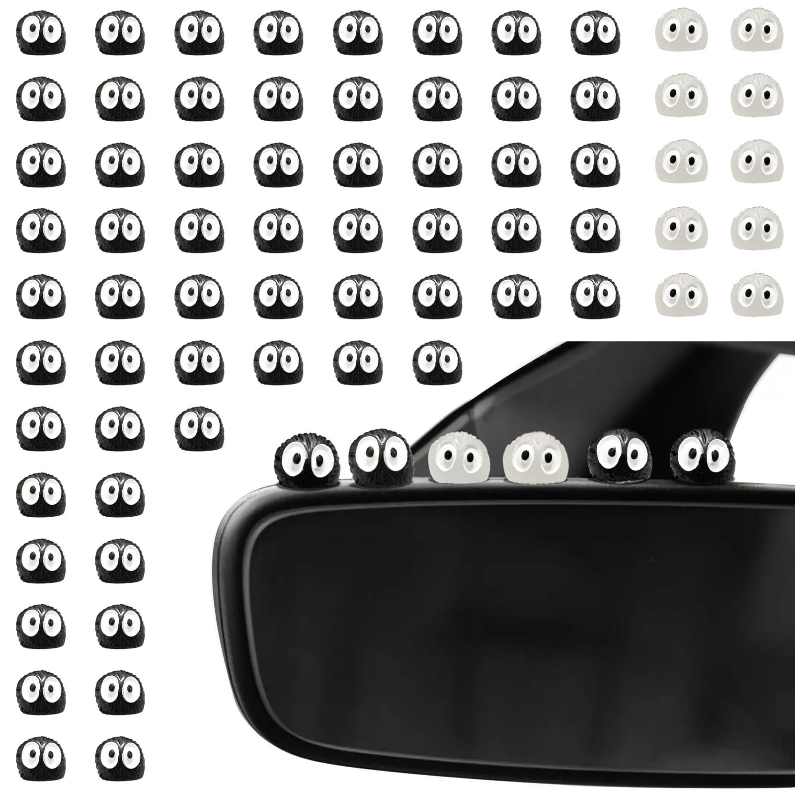 Amazon.com: 60Pcs Soot Sprites Car Mirror Decorations - 50 Black