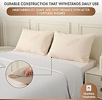 Vista 5 de Paquete de 2 protectores de almohada de algodón orgánico de lujo, estándar, certificado orgánico, impermeable, con cremallera, tela de punto suave