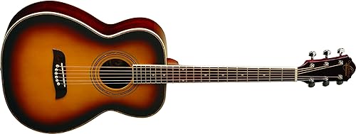 Oscar Schmidt Guitarra acústica folk OF2 de 6 cuerdas. Tabaco Sunburst, Derecha, (OF2OTS-A)
