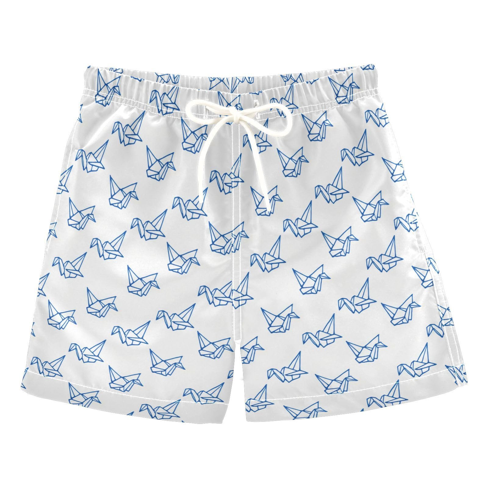Thousand Paper Cranes Blue Boys Swim Trunks, Kid Quick Dry Beach Board Shorts with Drawstring, Soft Breathable Toddler Swimwear 5T 20600416