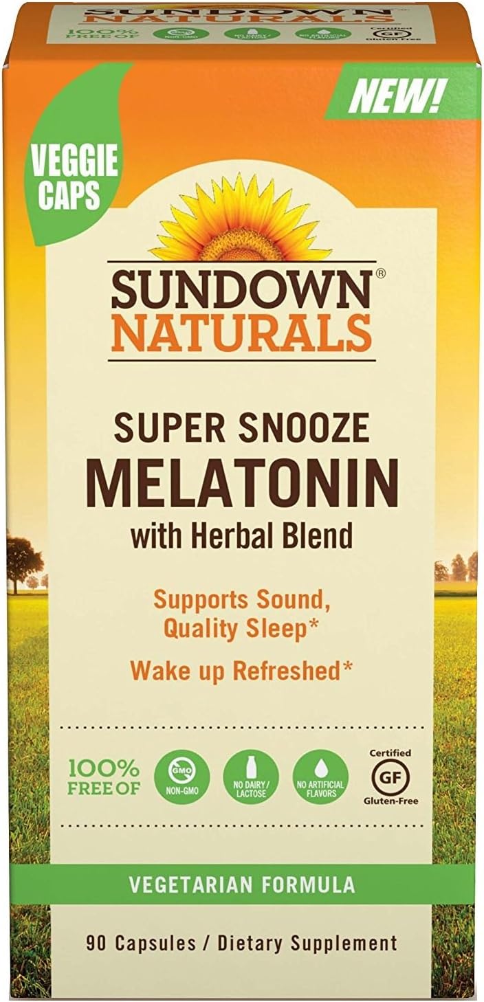 Sundown Naturals Super Snooze Melatonin, 90 Capsules Each (Pack of 7)