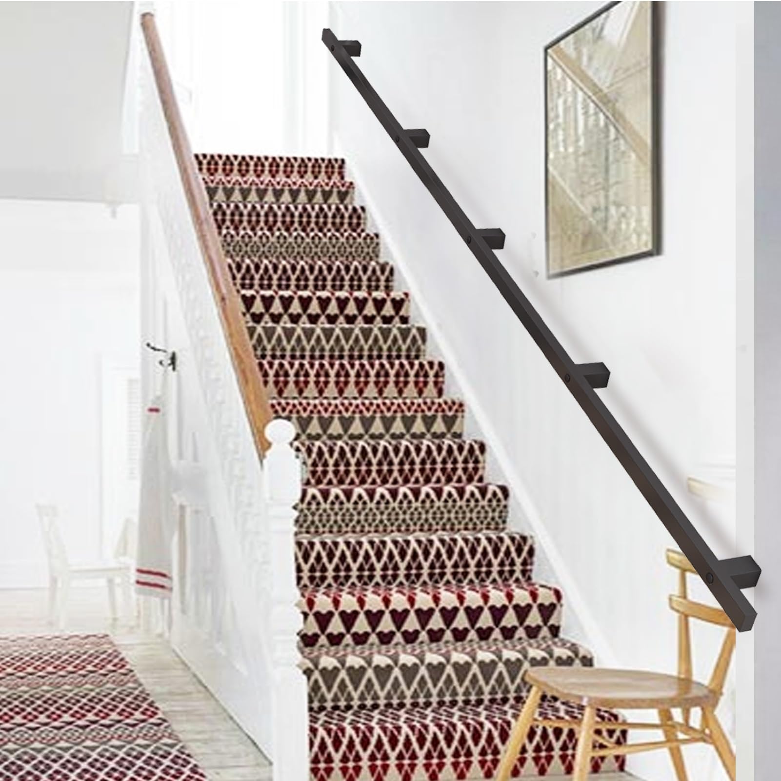 Kit rampe d'escalier intérieur extérieur main courante murale fer forgé 350cm