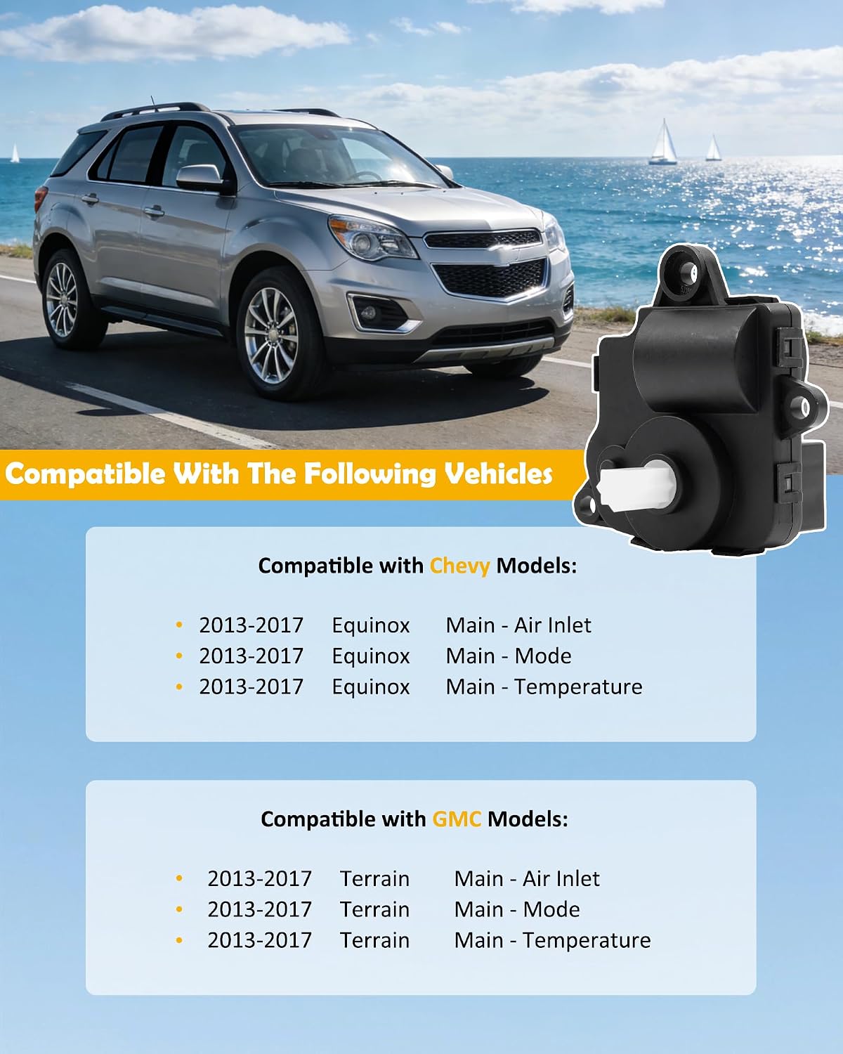 604-180 HVAC Heater Blend Door Actuator 15-74254 Compatible with 2013 2014 2015 2016 2017 Chevy Equinox GMC Terrain Temperature Mode Valve Actuator Assembly Replaces# 22877649