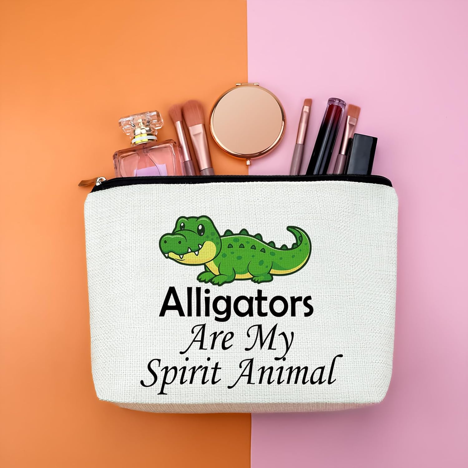 Alligator Gift Makeup Bag Alligator Lover Gift Alligator Themed Gift Cosmetic Bag Animal Lover Gift Christmas Birthday Gift for Alligator Lover Friend Graduation Gift (Spirit Alligators Bag) - Image 4