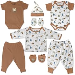 Baby Bright 8 Piece Layette Set for Baby Boys Made of Soft Cotton for 0-3 Months Brown