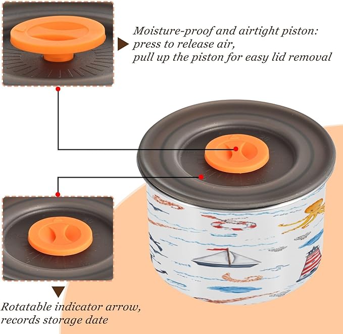 Caja de Almacenamiento Airtight de Acero Inoxidable 30 oz - Tema Náutico miniatura 4