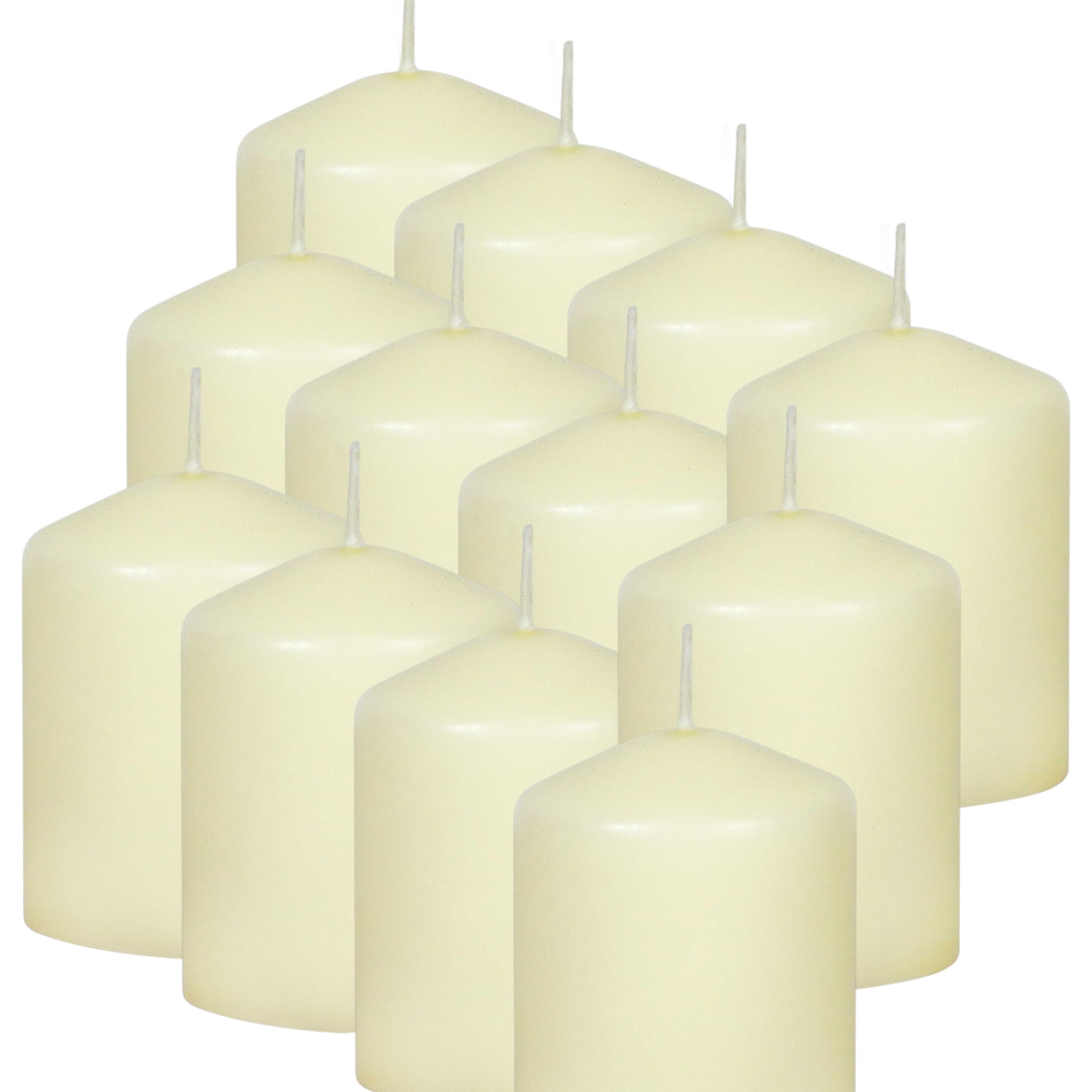 Simpa Ivory Unscented Pillar Candles Smokeless Burn 20 Hour Burn Time 60Mm X 80Mm - Set Of 12