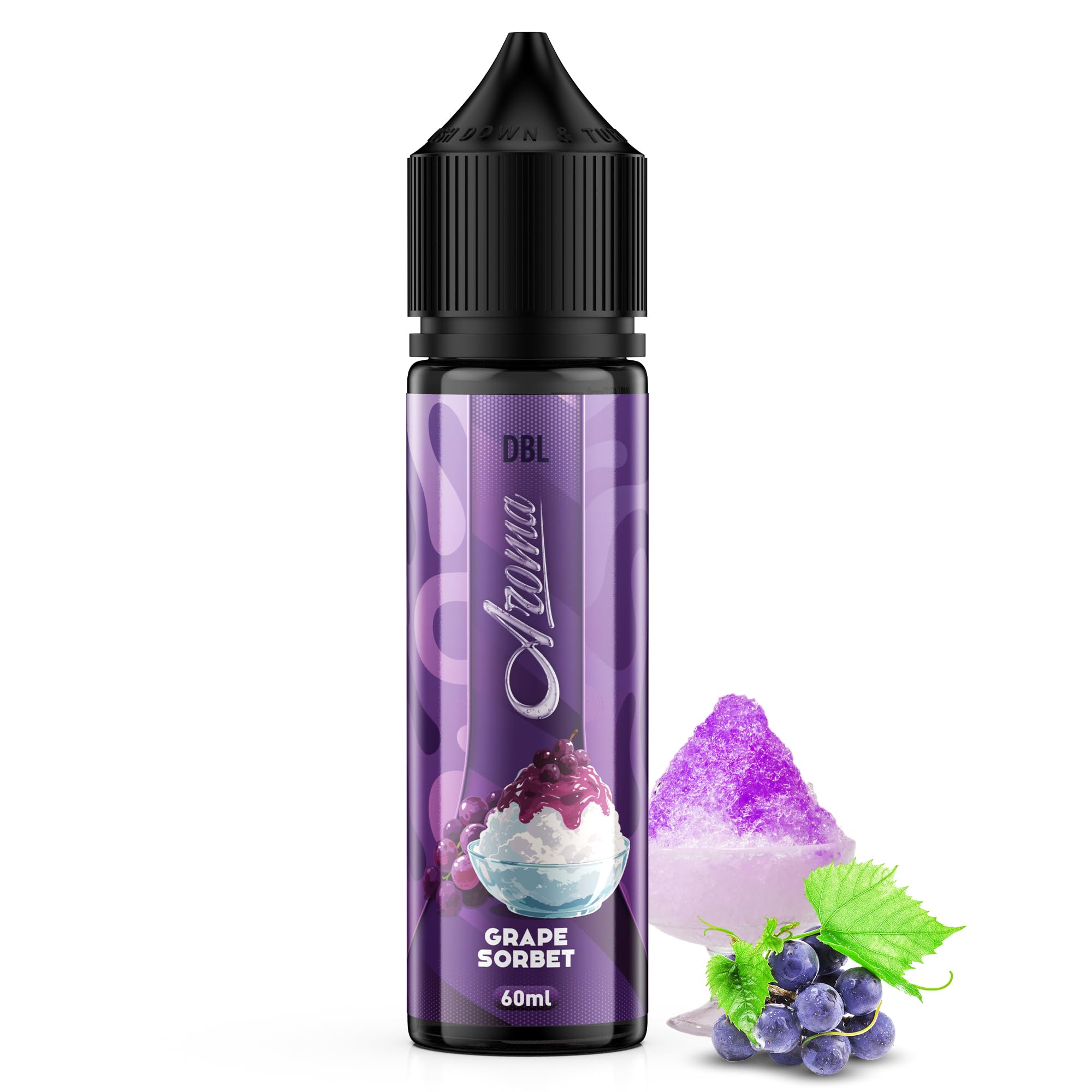 DBL Aromakonzentrat 60ml, Intensives Lebensmittelaroma Ideal zum Backen, in Lebensmitteln & Getränken, auch für Vernebler, Nebelmaschinen, uvm (Traubensorbet)