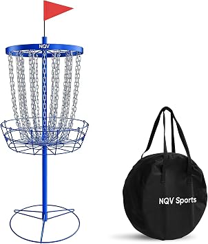 NQV PRO Disc Golf Basket,Portable Disc Golf Target with Heavy Duty 24 Chains, Suitable for Players of All Levels,Black