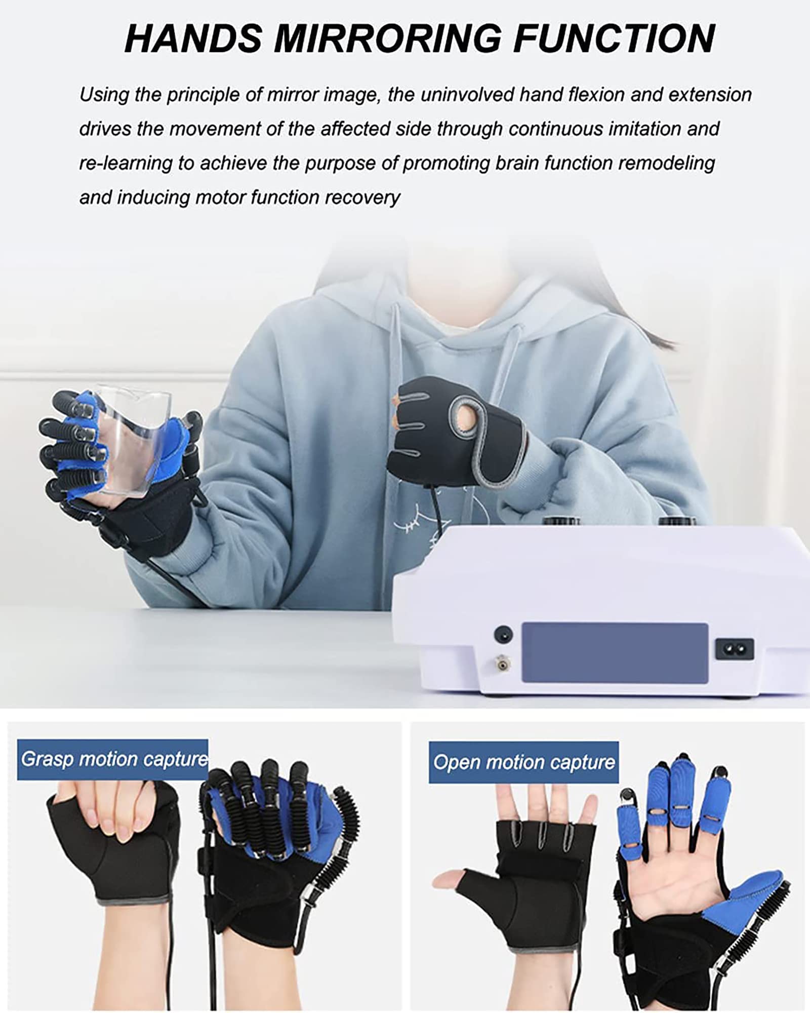 Robot de rehabilitación Ortesis de dedo Protector Carrera Férula de mano Guantes de flexión Equipo de asistencia para ejercicio de tendones, izquierda, S (izquierda L)