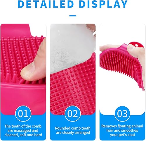 Miniatura 3 de Cepillo de aseo para perros, champú para mascotas, cepillo de baño con mango de bucle ajustable para aseo de pelo corto y largo, gatos y perros, 2
