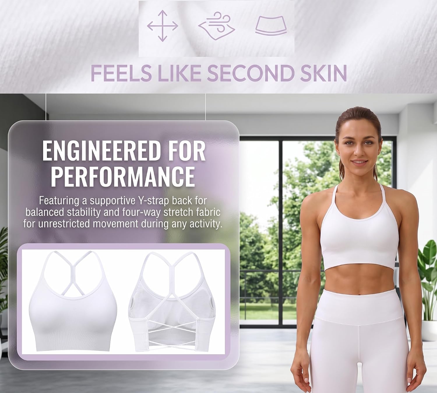 Y Back Sports Bra for Women Padded Seamless Medium Impact Strappy Cross Back Workout Yoga Top for Athletic Gym Pilates