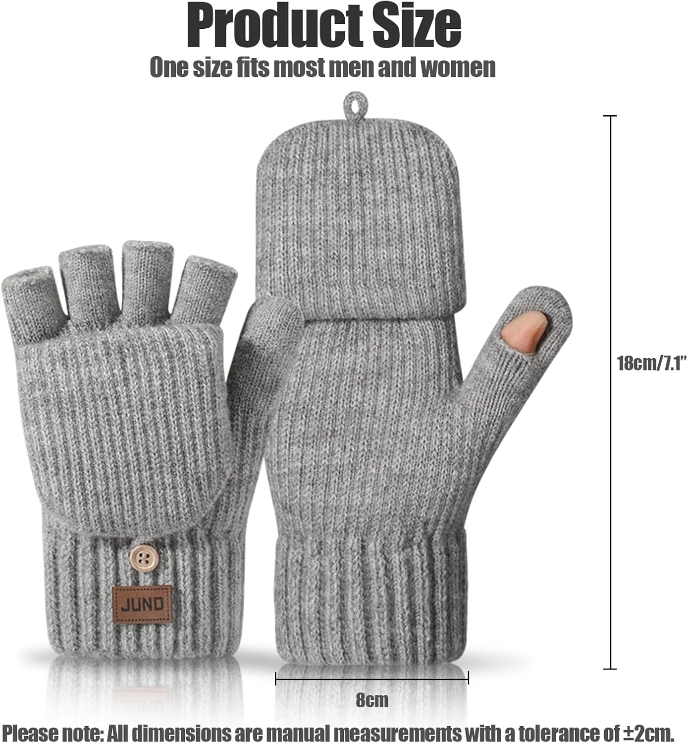 Convertible Fingerless Gloves for Women Men Winter Knit Mittens with Thumb Cap Thermal Half and Full Coverage - Image 2