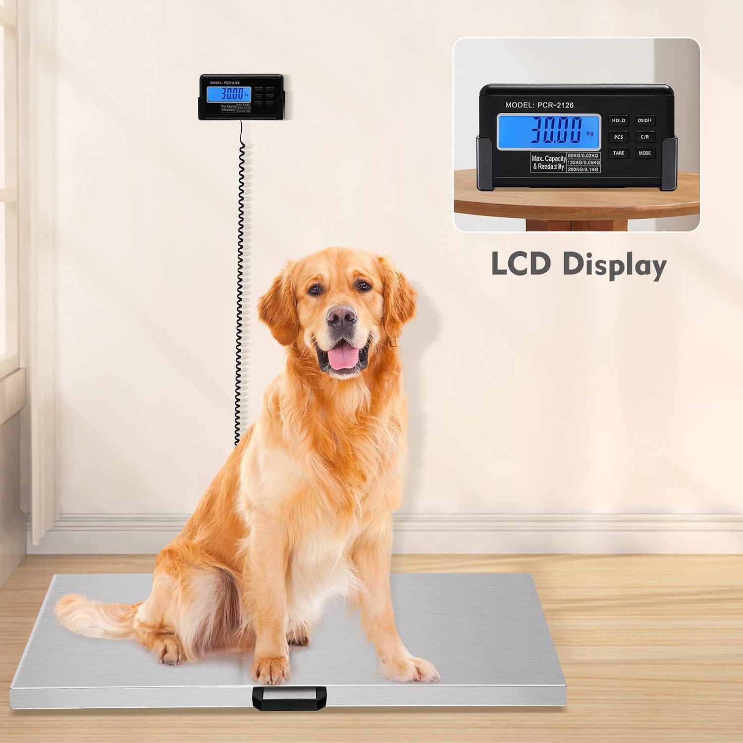 Digital Pet Scale, 440 Pounds Veterinary Scale with LCD Display Stainless Steel Pet Scale for Dog, Cat, Large Pets, Postal, Shipping and Warehouse/Ships in The USA