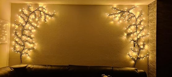 Kirschblüten Lichterkette 2,3m 144 LEDs - Wanddeko Mit Fernbedienung & Timer