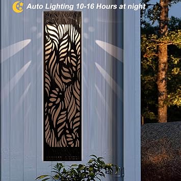 pearlstar Solar Wall Lights Outdoor Waterproof Wall Sconce Fence Lighting Metal Leaf Decorative Light for Patio Front Door Yard Porch Garden 23.66
