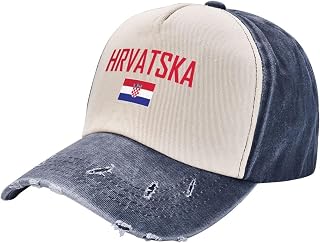 Croatia Hrvatska Flag Cool Washed Denim Cotton Men Baseball Cap Unisex Patriotic Vintage Dad Hat