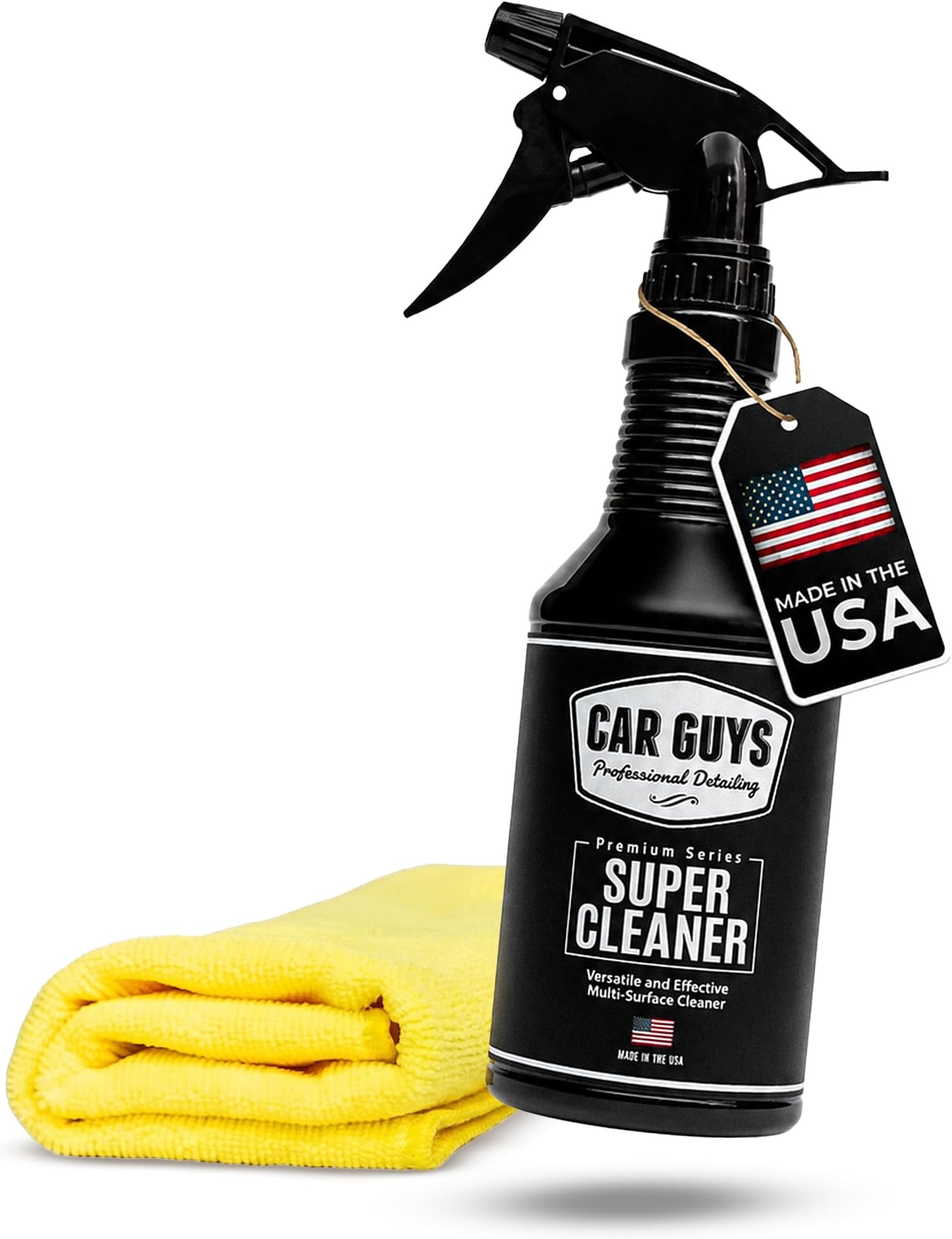 CAR Guys Super Cleaner | Interior Car Cleaner for Tough Stains | Stain Remover for Car Seats, Carpet, Upholstery, & Leather | 18 Oz Kit with Microfiber Towel