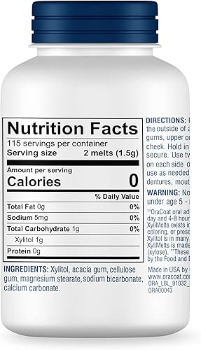 Miniatura 6 de Oracoat XyliMelts - Discos hidratantes para la boca seca, sin azúcar con xilitol, 230 unidades, sabor ligeramente dulce, alivio de 8 horas
