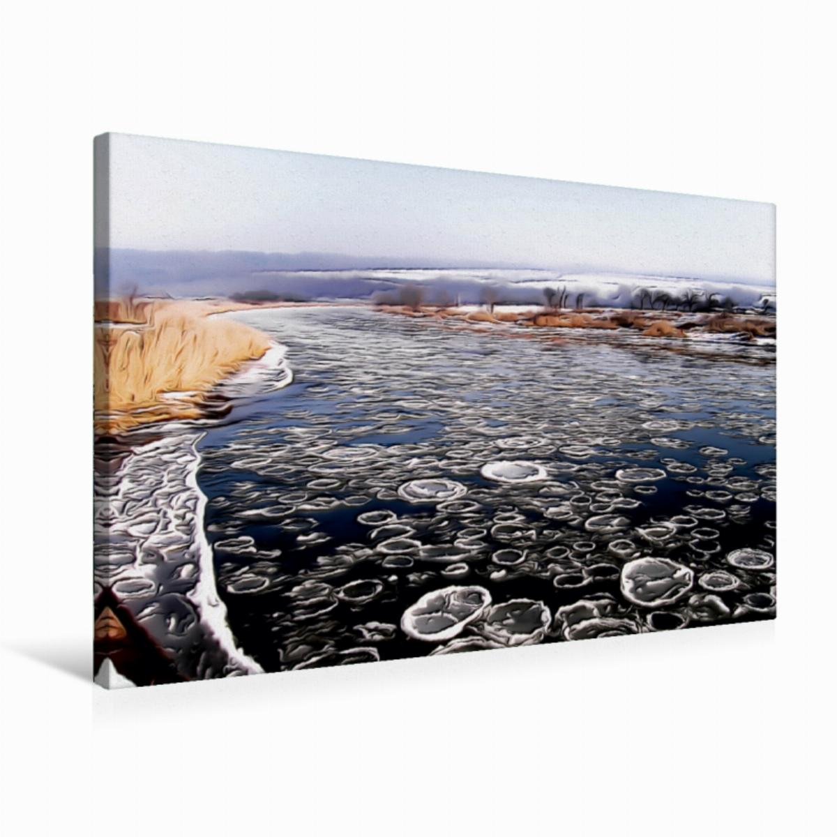 Premium Textil-Leinwand 75 x 50 cm Quer-Format Eisschollen auf der Weser | Wandbild, HD-Bild auf Keilrahmen, Fertigbild auf hochwertigem Vlies, Leinwanddruck von Sonja Teßen
