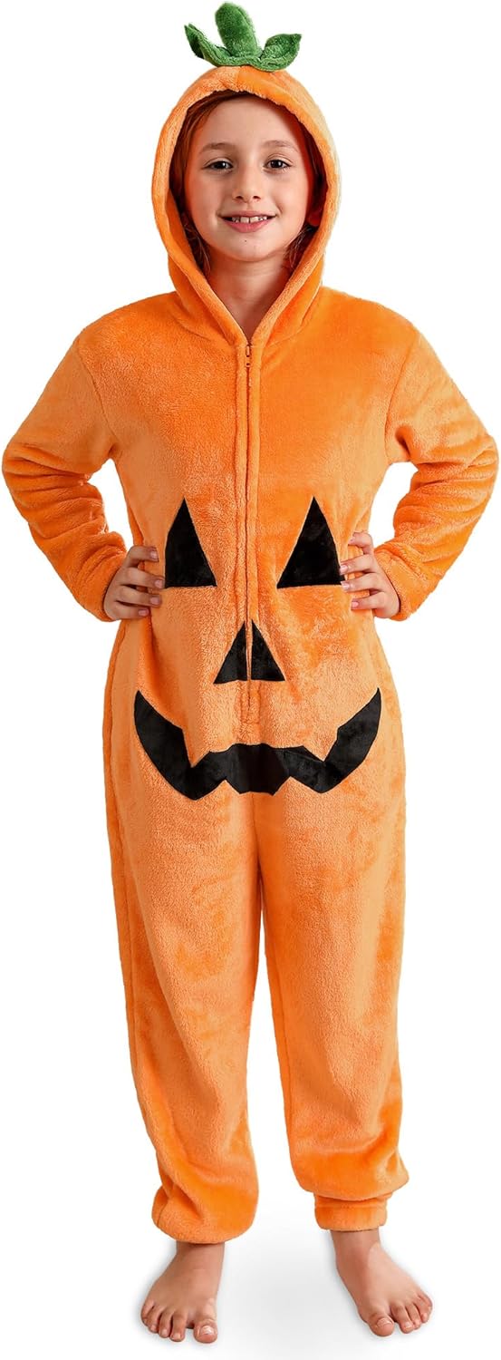 Halloween Unisex Kids Animal Plush Onesie Hoodie Zip Up Outfit 4-12 Years
