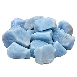 Amazing Gemstone Angelite Raw Crystals and Healing Stones, Natural Rocks for Tumbling and DIY Raw Stones and Crystals (1 Piece)