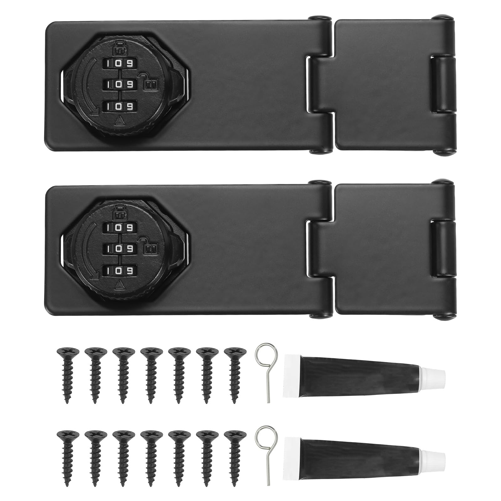 Serrure rotative noire à combinaison PATIKIL, loquet 3 volets robuste