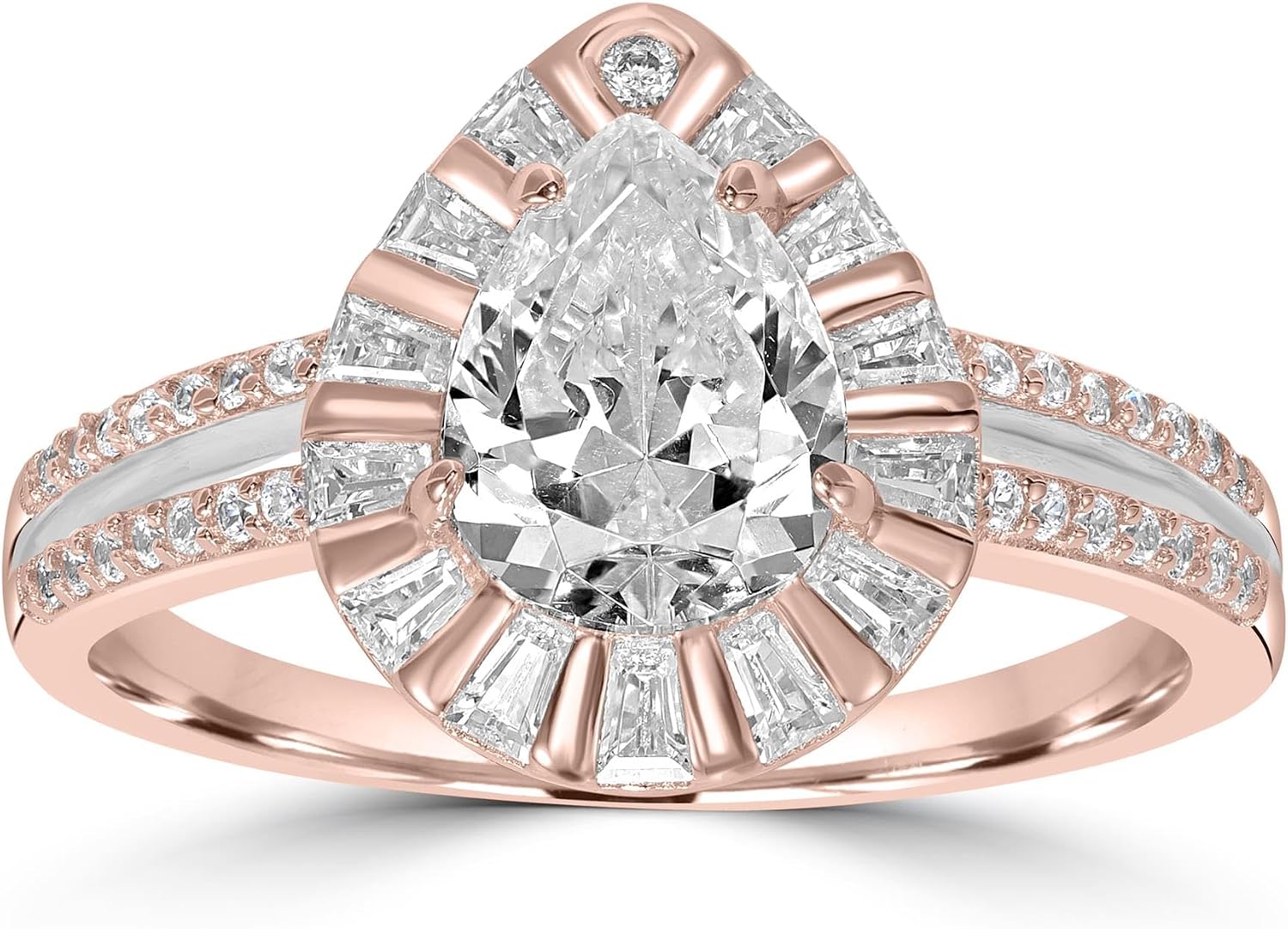 Kathy Levine Sterling Silver Cubic Zirconia Pear-Shaped Split Band Ring