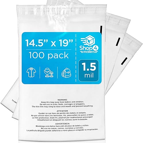 Miniatura 8 de Shop4Mailers Bolsas de polietileno autosellantes de plástico transparente de 14.5 x 19 pulgadas (0.059 in) (500 unidades)