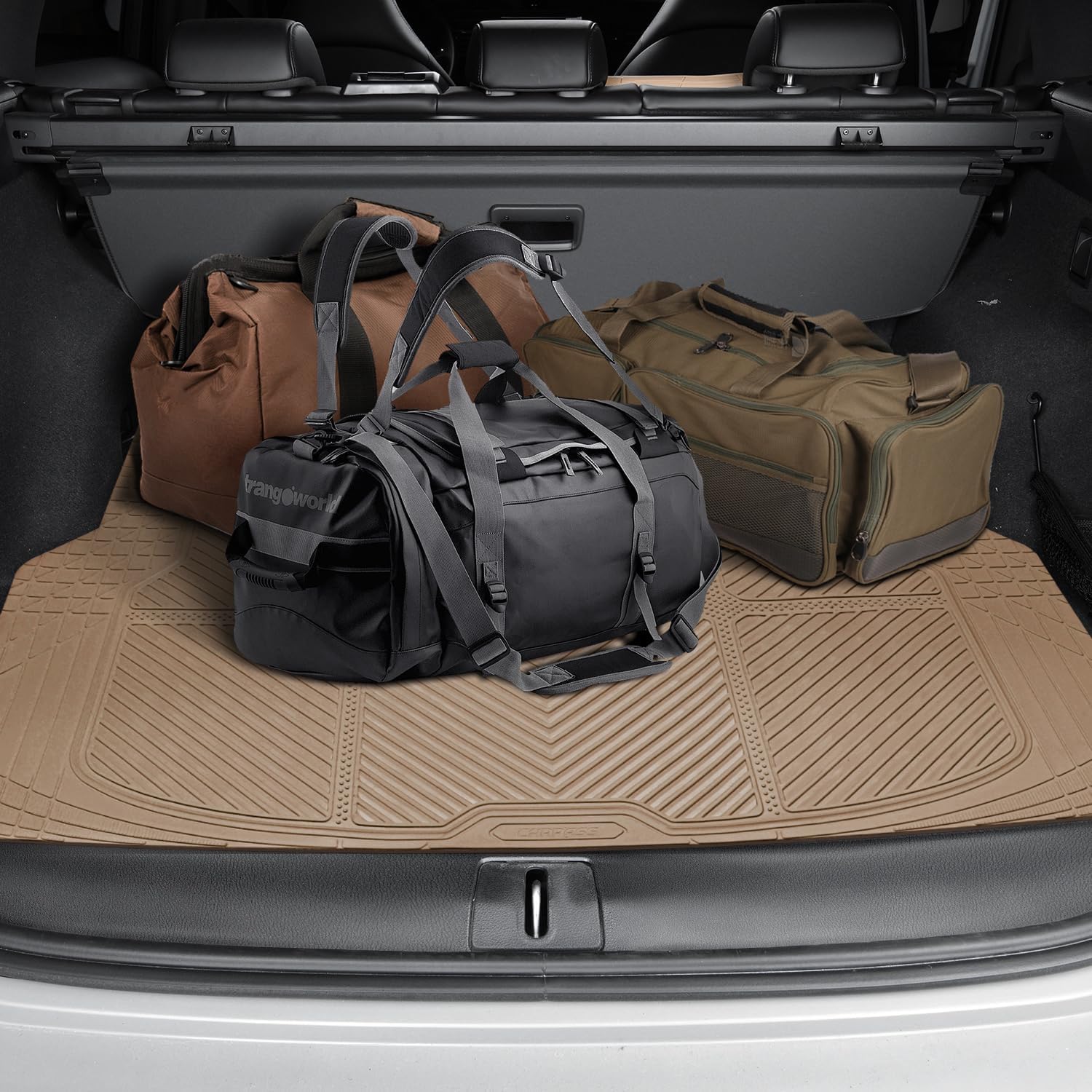 CAR PASS Floor Mats for Cars M-L Size, Heavy Duty Rubber Floor Mats with Trunk Cargo Liner, Universal Trim-to Fit Automotive Floor mats for Truck Van SUV Waterproof All Weather Car Mats All Beige - Image 6